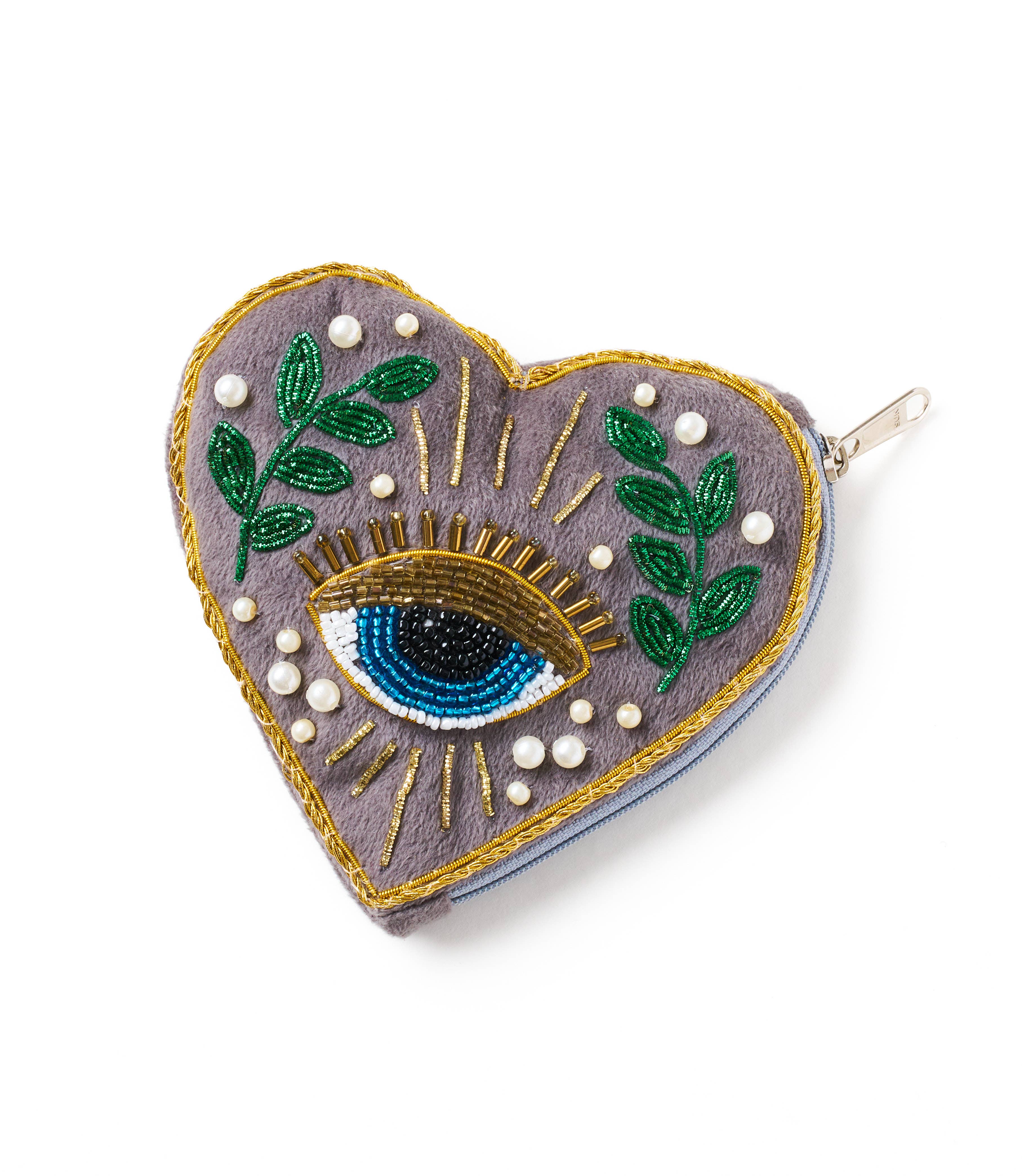 Matr Boomie Fair Trade - Wholesale Coin Purse - Women's - Manku Beaded Heart Zippered Coin Purse Pouch4