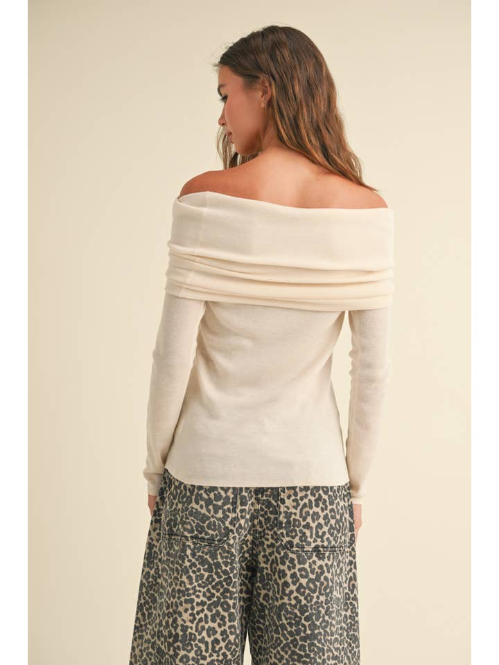 MIOU MUSE - Wholesale Knit Sweater - Women's - T3892 OFF SHOULDER SWEATER TOP