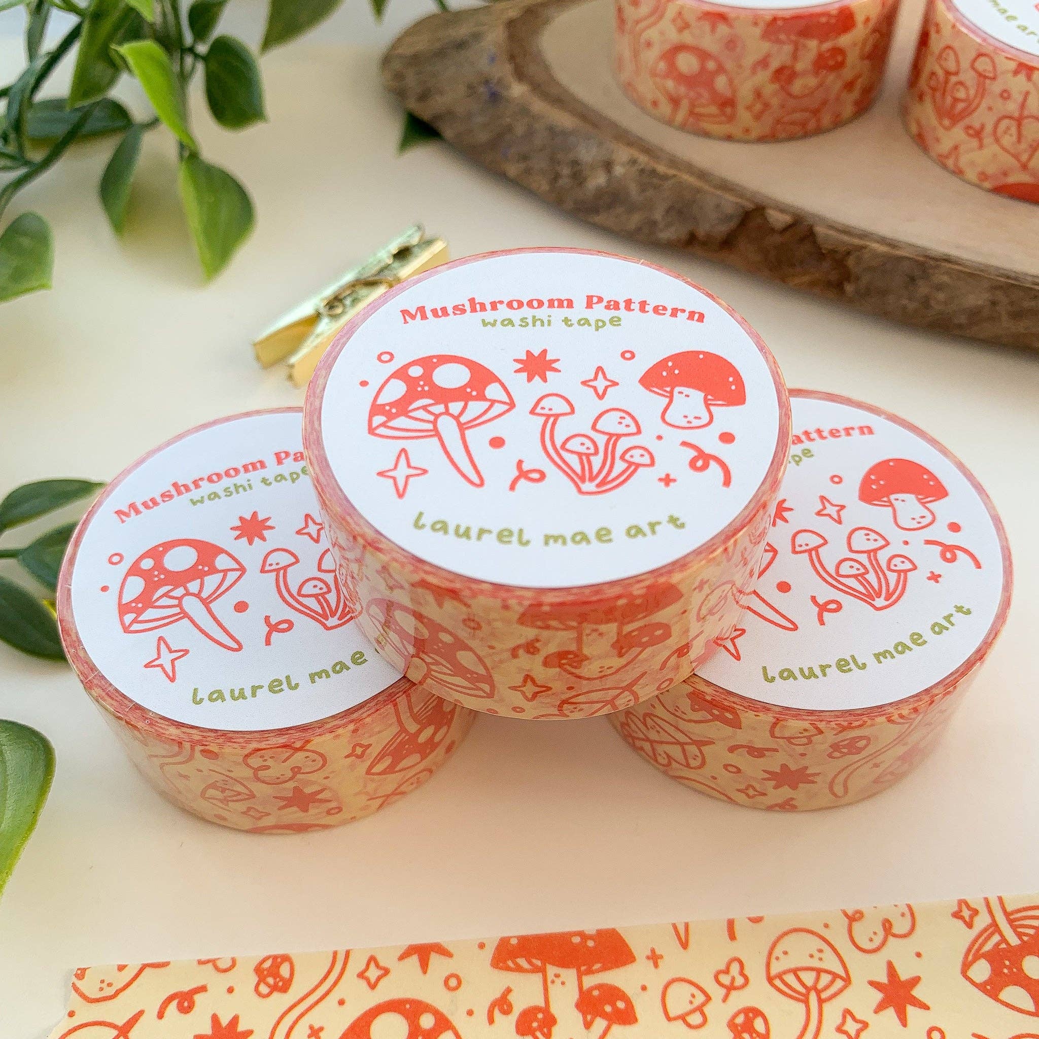 Laurel Mae Art - Wholesale Washi Tape - Mushroom Pattern - Chunky Washi Tape7