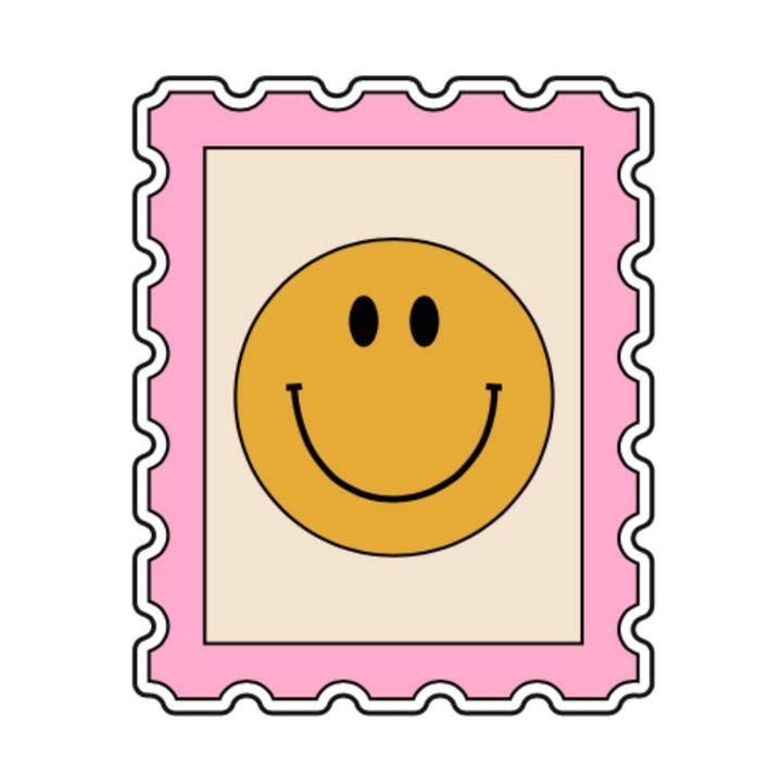 Smiley Stamp Sticker for wholesale by Girl Haus