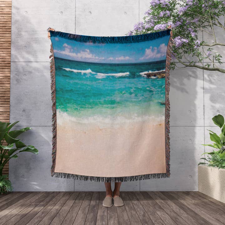3dRose - Wholesale Throw Blanket - 3dRose, Beautiful Sandy Beach, Blanket2