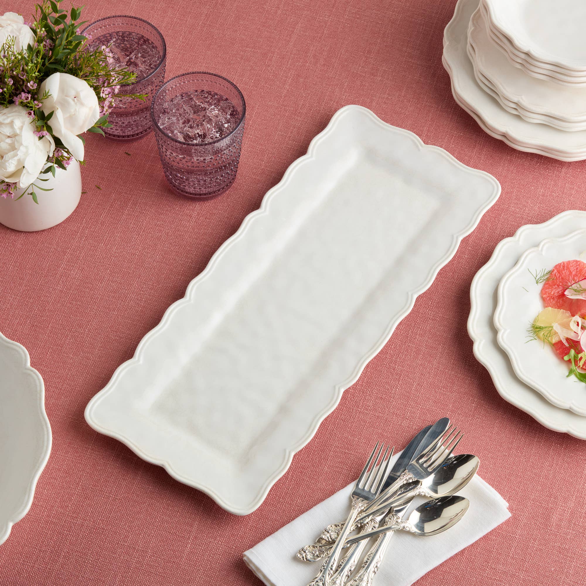 Certified International - Wholesale Platter - Isabella Cream Melamine  Rectangular Platter 19" x 8"3