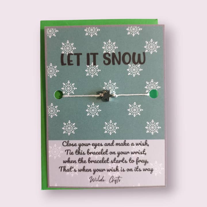 Let it snow wish bracelet with envelope for wholesale by Wilde Gifts UK