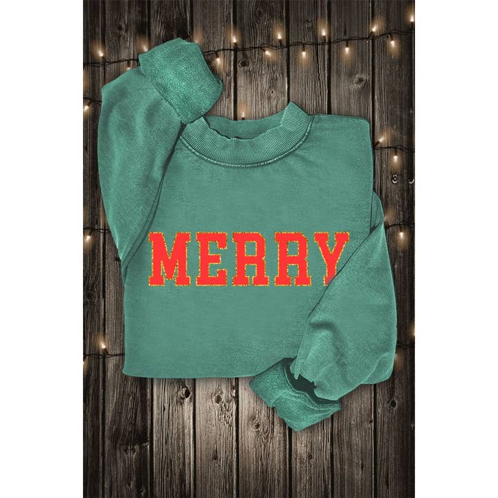 HRTandLUV - Wholesale Sweatshirt - Women's - MERRY GLITTER MINERAL GRAPHIC SWEATWHIRTS0