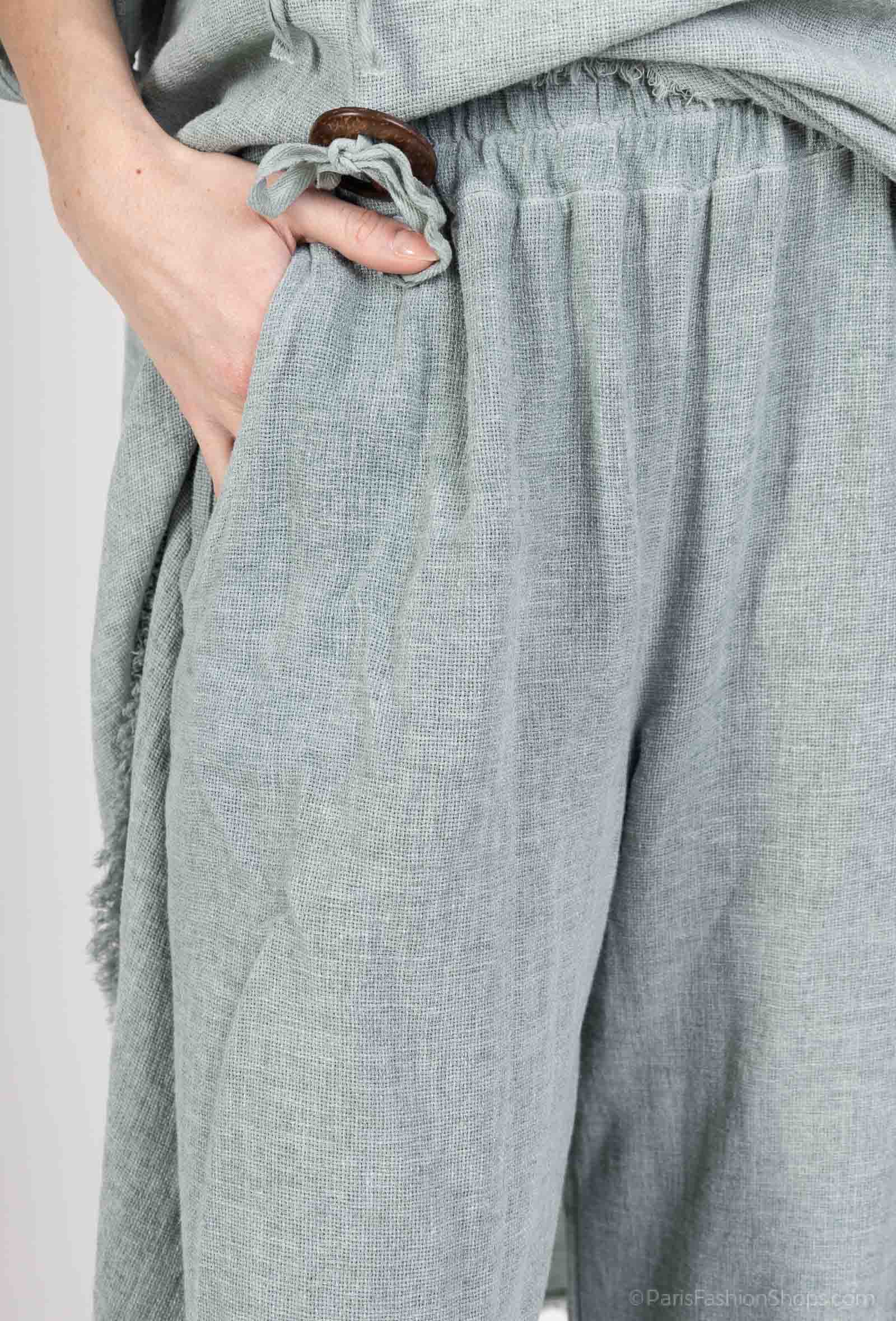 Shyloh – Großhandel Hose – Damen – Leinen-Baumwollhose 2 Taschen 2053228
