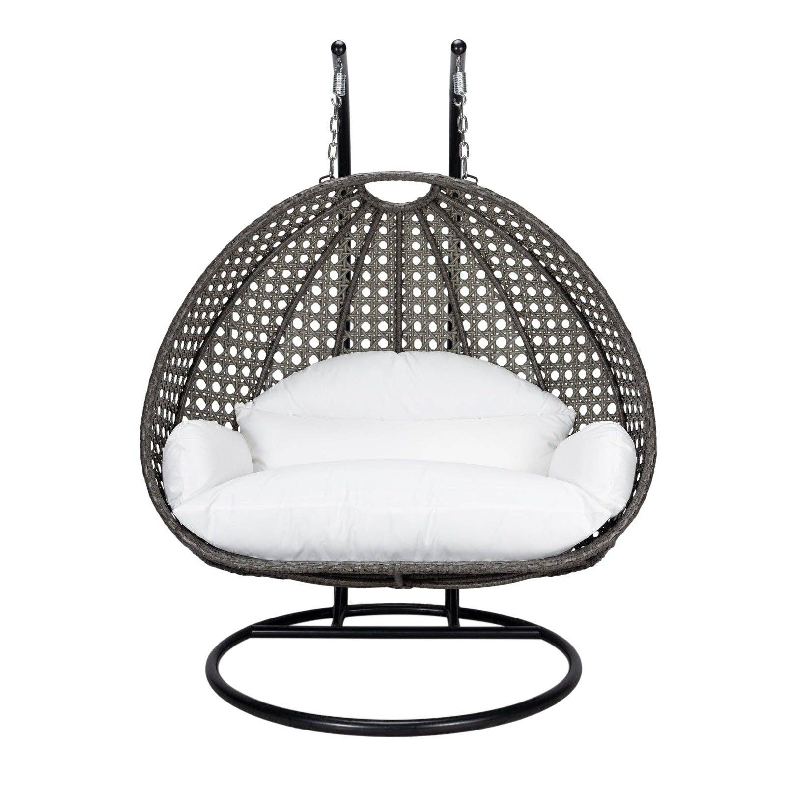 LeisureMod - Wholesale Egg Chair - Modern Charcoal Wicker Hanging Double Seater Egg Swing Chair118