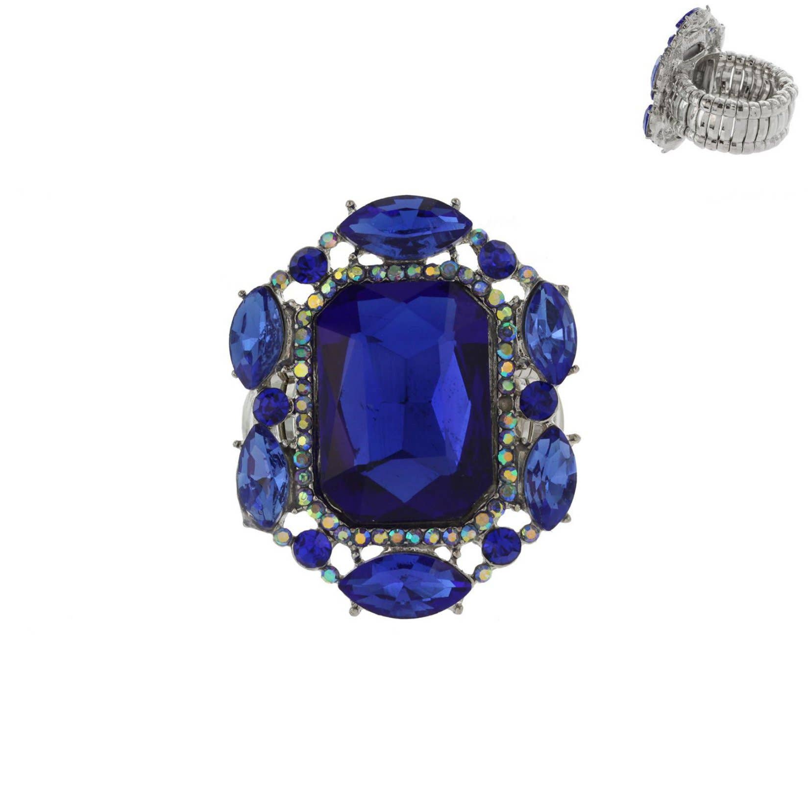 SP Sophia Collection - Wholesale Cocktail/Statement Ring - Victorian Style Rhinestone Stretch Ring0