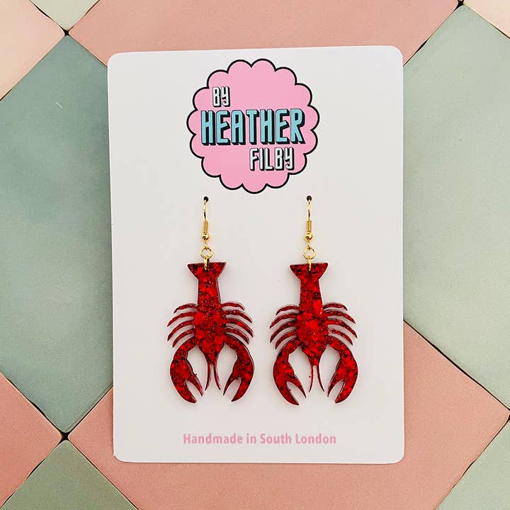 Kleine Ohrringe mit Hummerglitter für den Großhandel von By Heather Filby