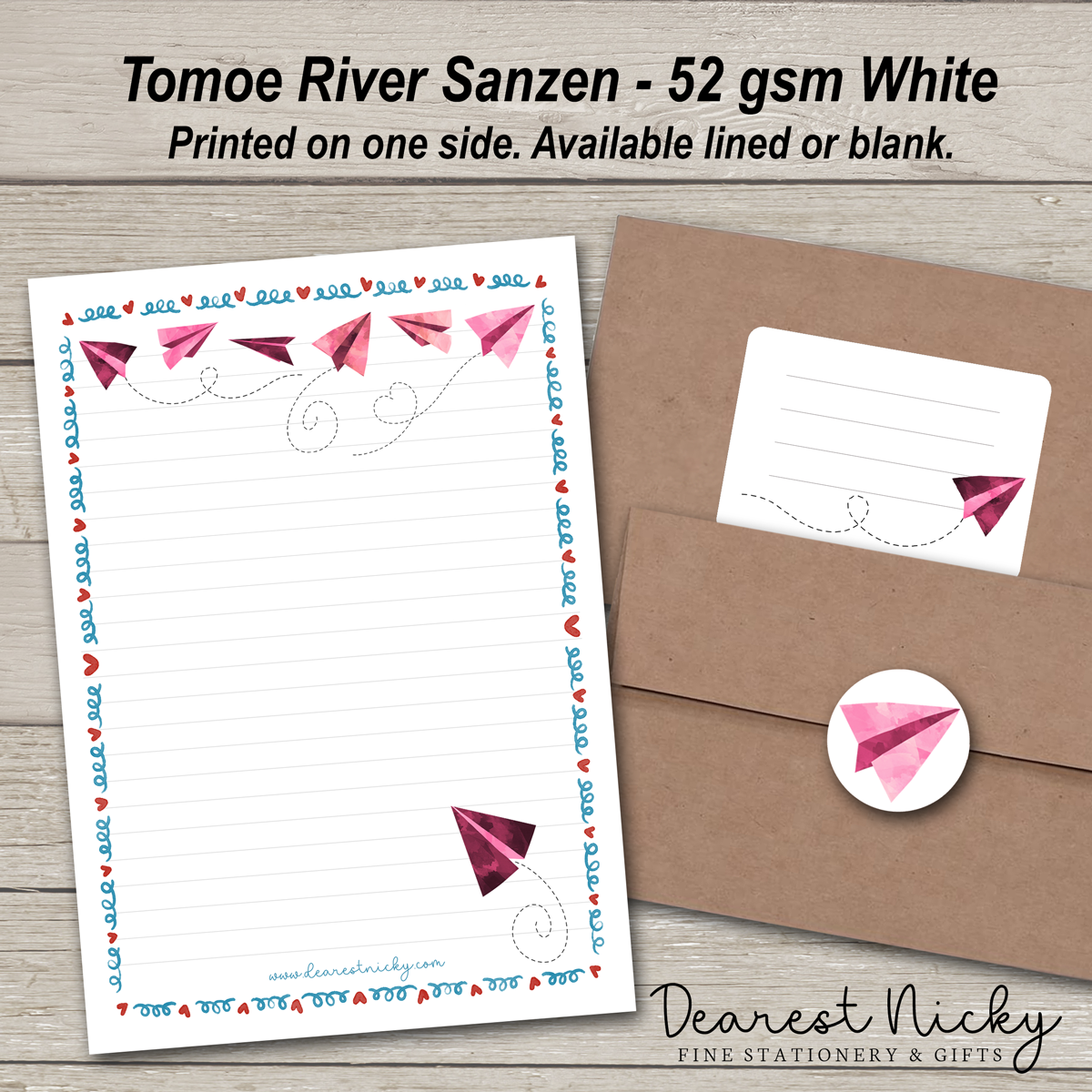 Dearest Nicky - Wholesale Stationery/Notecard Set - Paper Airplanes Stationery Set - 52gsm Tomoe River Paper0