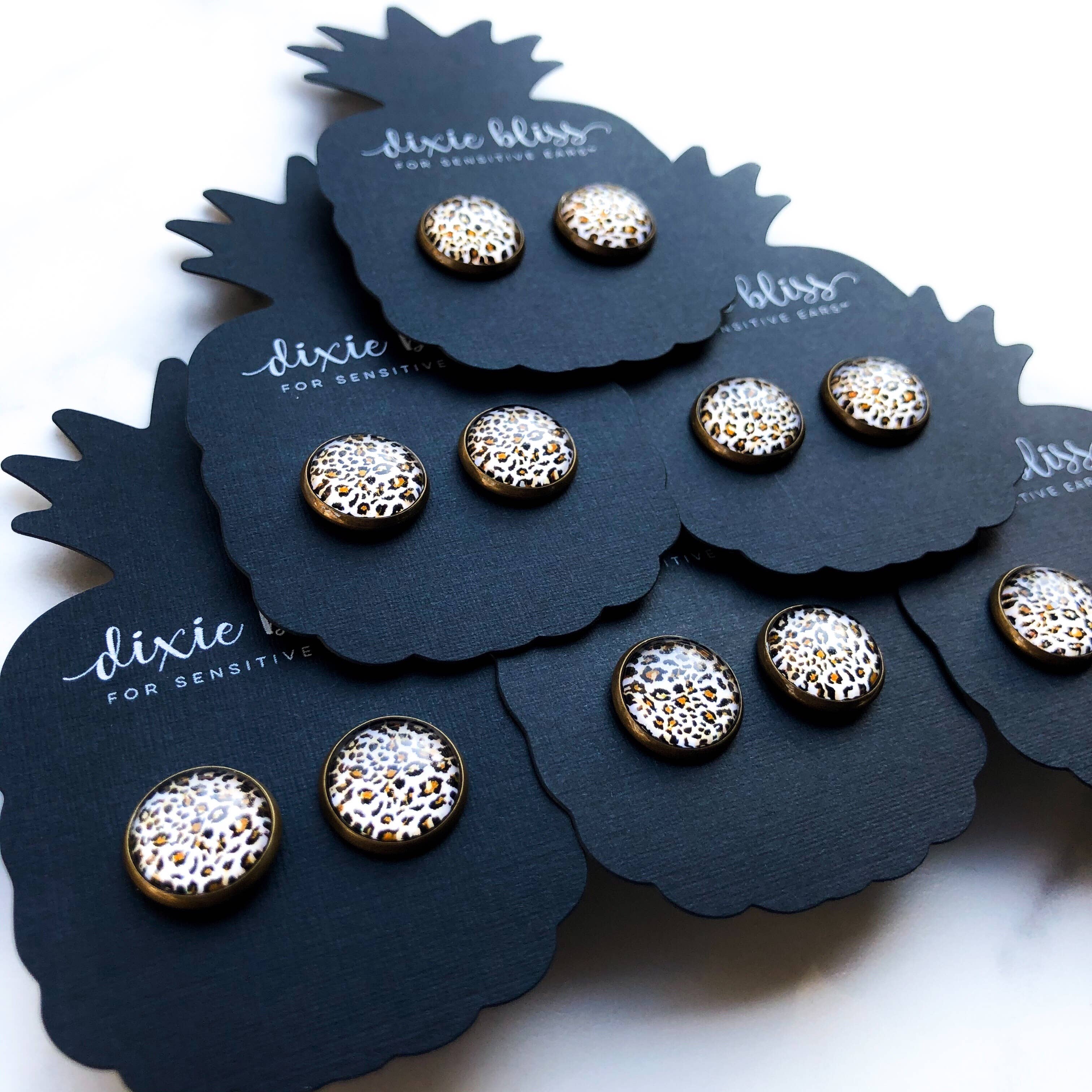 Dixie Bliss - Wholesale Stud/Post Earrings - Cheetah Glass1