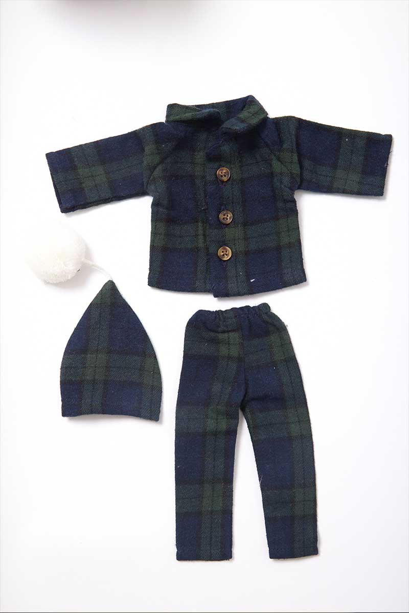 Lee Valley Ireland - Venta al por mayor Ropa para muñecas - Niños - Conjunto de pijama navideño de duende Lee Valley - Tartán verde LV61