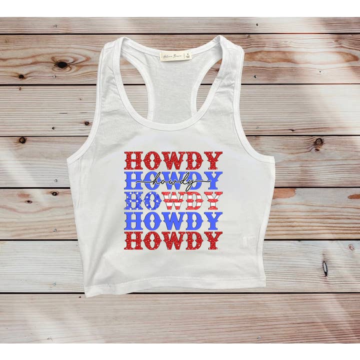 Howdy Cropped Tank Top for wholesale by LA PRINT AND STITCH