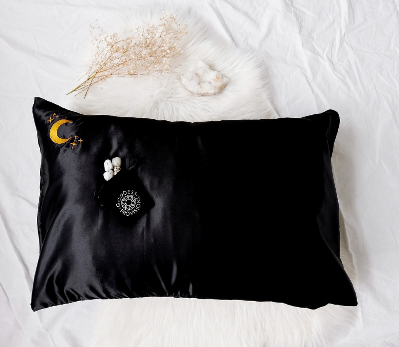 Goddess Provisions - Wholesale Bedding Pillowcase/Sham - Crystal Dreams Pillowcase, Cosmic Sleep Moon Pink Vegan Silk7