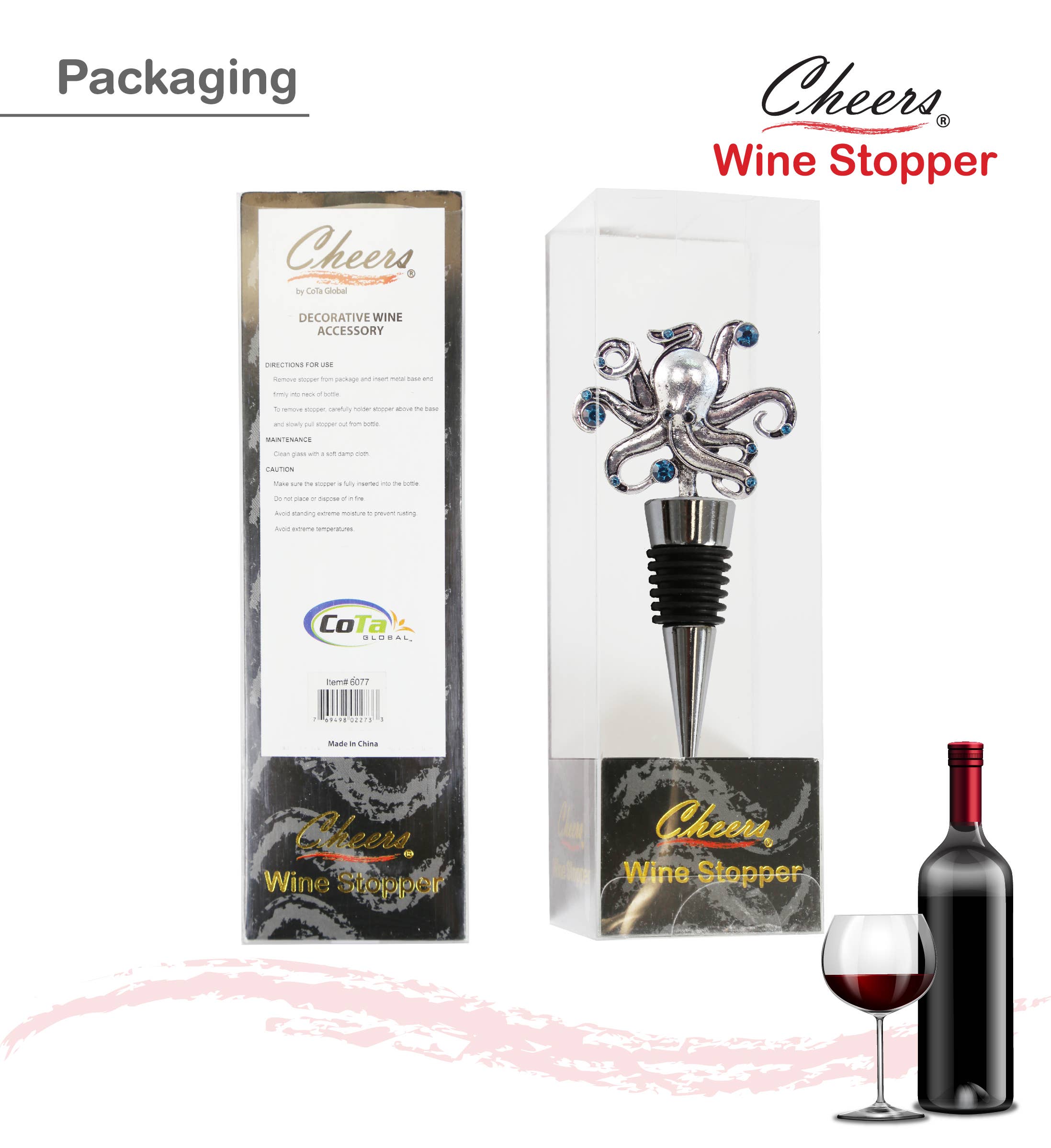 Cota Global - Wholesale Wine Stopper - Wine Stopper - Metal Octopus2