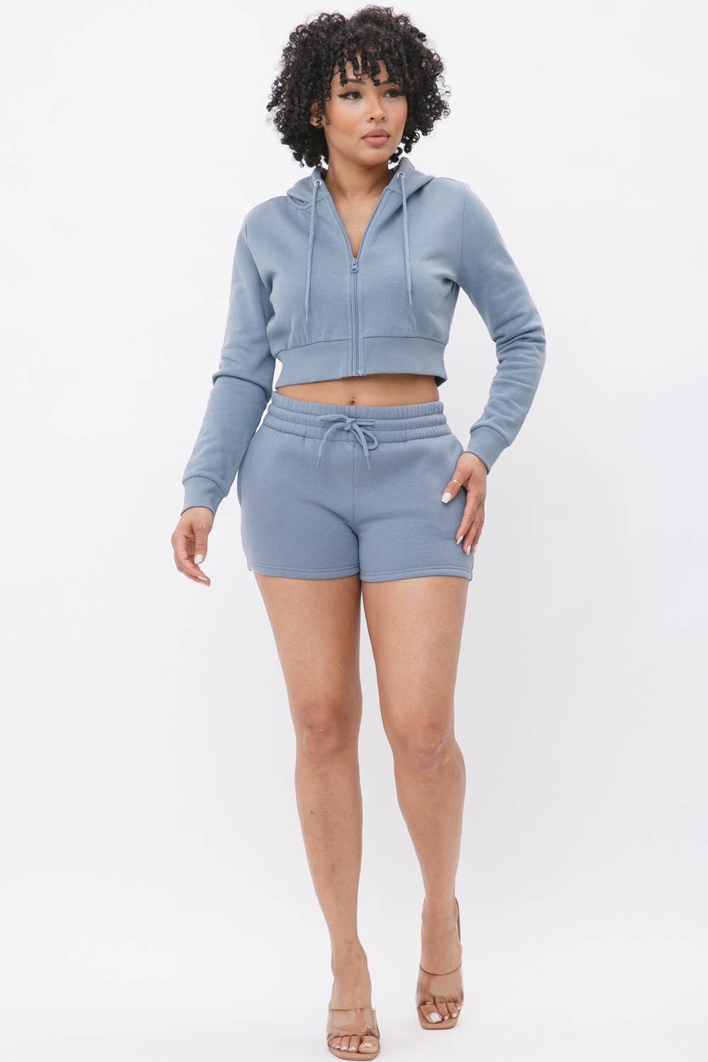 Boswell - Wholesale Lounge Set - Women's - French Terry Hoodie and Short Set With Pockets14