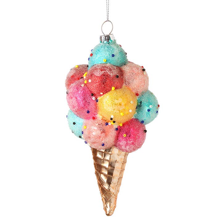 Heaven Sends – wholesale Ornament – GLASS HANGING ICE CREAM CONE
