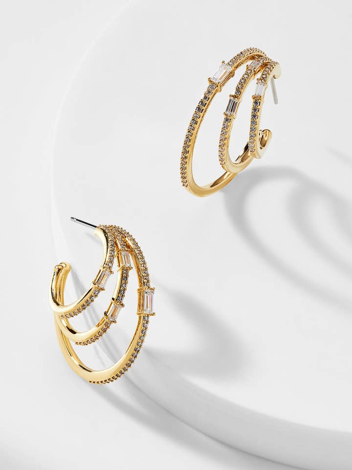 TRIPLE HOOP CZ EARRINGS for wholesale by NADRI