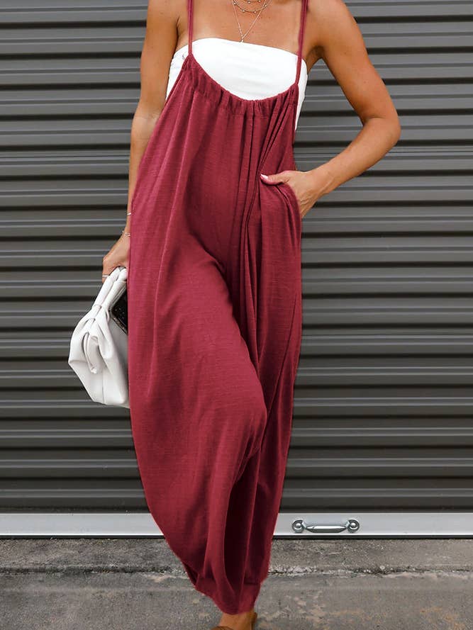 UNISHE - Wholesale Jumpsuit - Dames - Jumpsuit met wijde pijpen en spaghettibandjes CY044