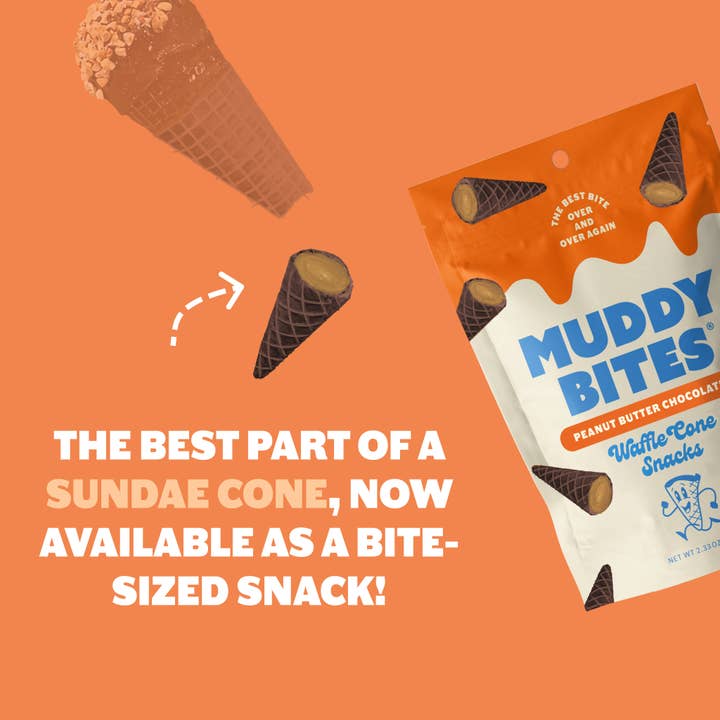Muddy Bites - Wholesale Cookie - Peanut Butter Chocolate Waffle Cone Snacks