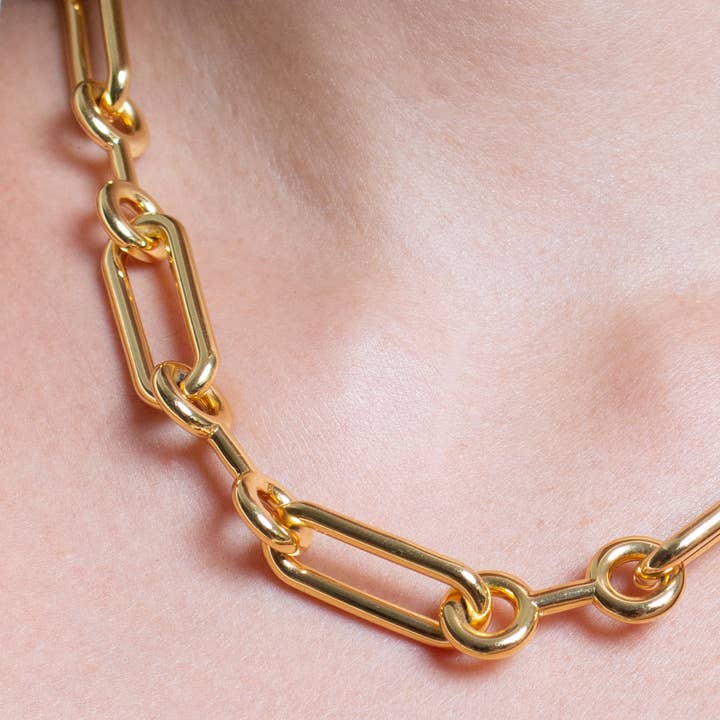 Polished Gold Filled Link Chain Necklace Classic Minimalist for wholesale by outofoffice