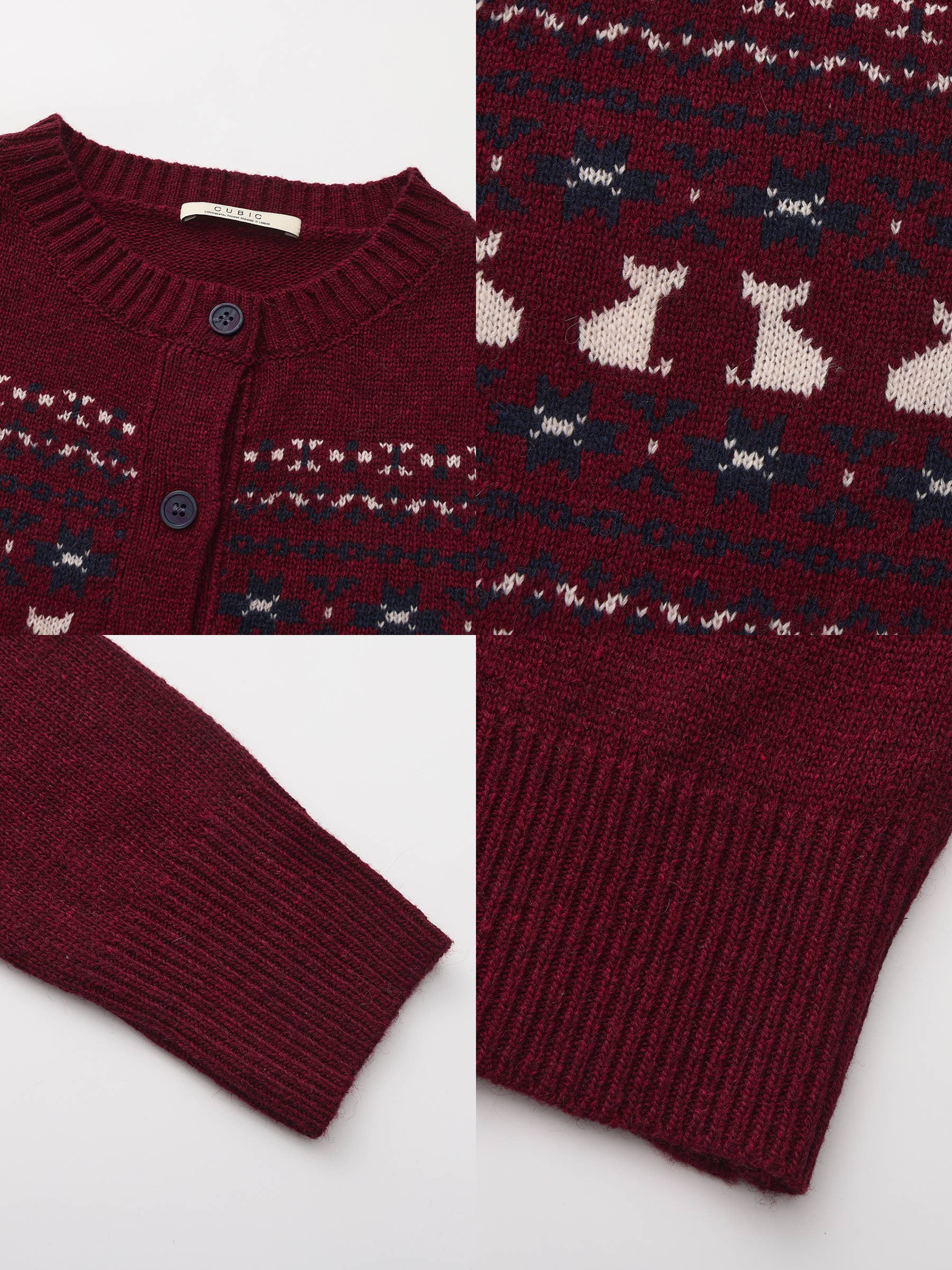 CUBIC - Wholesale Cardigan - Women's - CUBIC Cat Print Fair Isle Wool-Blend Cardigan5