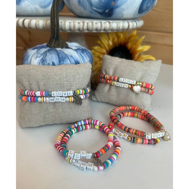 Leanne Bruce Co. - Wholesale Jewelry Set - Bracelet Duo MOM LOVE Handmade Stretchy Polymer Clay Disks4