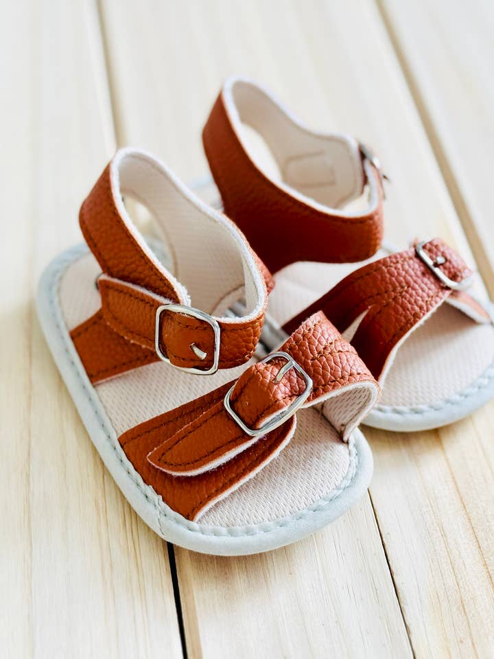 Baby Girls Brown Leather Sandals for wholesale by Brittany's