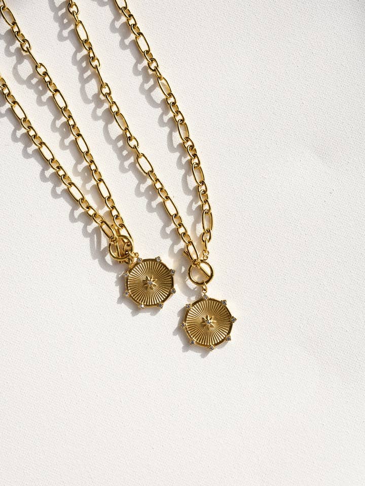 Raylee Toggle Starburst Coin Necklace for wholesale by BELJOY