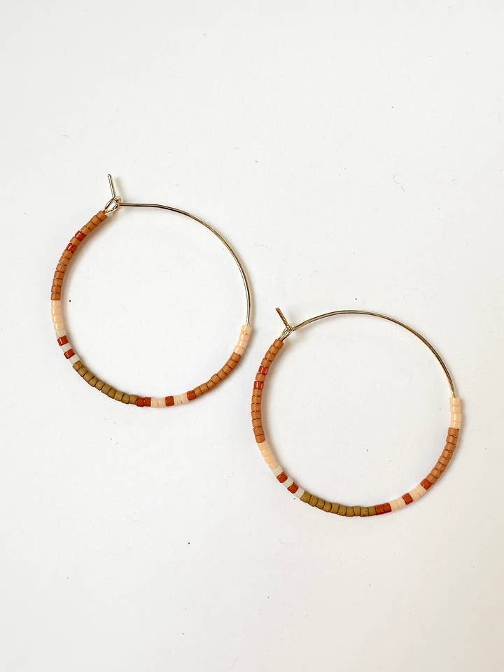 Beaded Hoop Earrings - Orange for wholesale by Found & Feral
