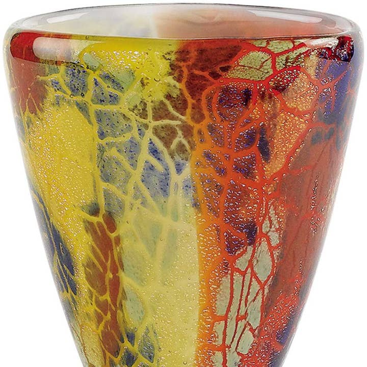 HomeRoots - Wholesale Vase - 8"Orange Red and Yellow Murano GlassAbstract Oval Table Vase2
