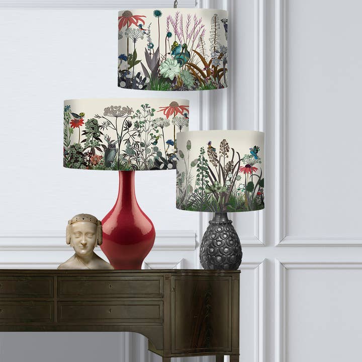 Lampshade Wildflower Bloom botanical designer pack of 3 for wholesale by FabFunky Ltd