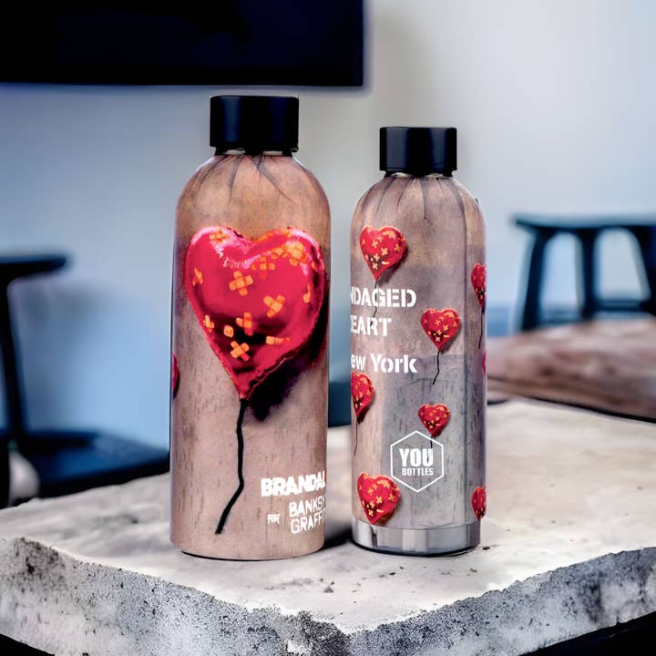 URBAN.ITY SRL - Wholesale Water Bottle - Banksy's Graffiti Dual Water Bottle - Bandaged Heart2