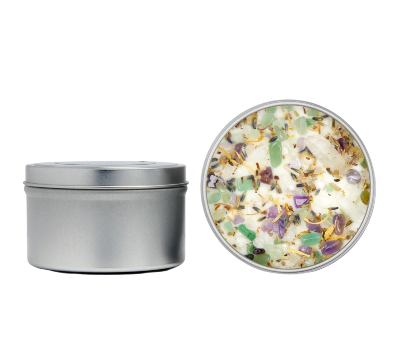 New Moon Beginnings - Wholesale Jar/Filled Candle - Healing Energy Candle - Herb, Flower, & Crystal Candles0