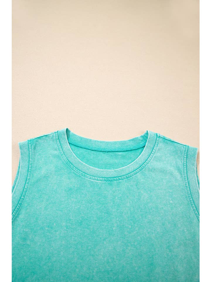 PRETTY BASH - Wholesale Top & Skirt Set - Women's - Mineral Wash Tank Top and Lined Split Skirt Set8