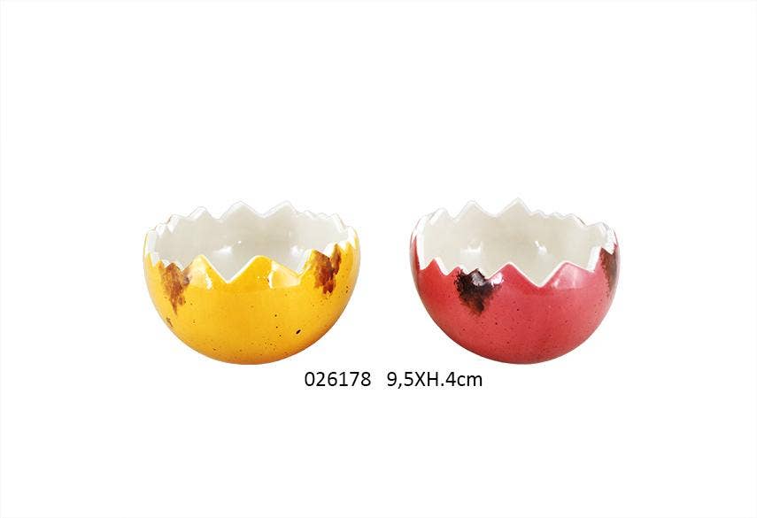 Faye - Wholesale Decorative Tabletop Object - Spotted Egg Pot 'Pasqua' 9.5 X 6.8 X H.4 cm / 2 Ass