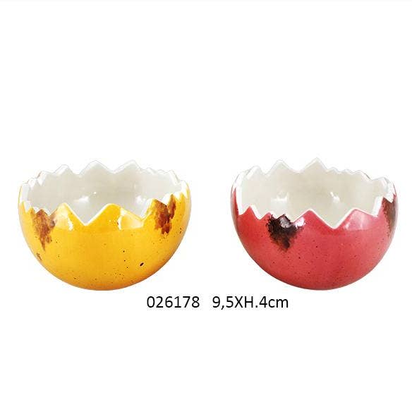 Faye - Wholesale Decorative Tabletop Object - Spotted Egg Pot 'Pasqua' 9.5 X 6.8 X H.4 cm / 2 Ass0