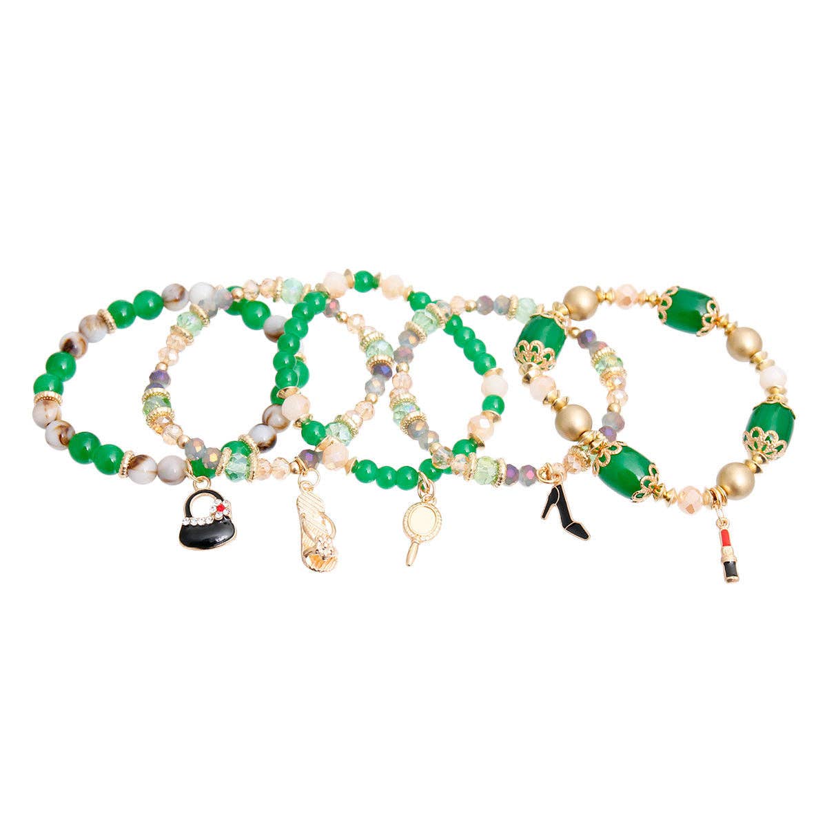 Green Bead Fashion Charm Bracelets for wholesale on Faire1