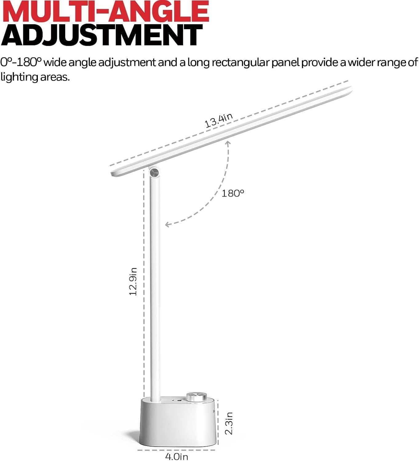 White LED Desk Lamp With USB Ports And Dimmable Eye Caring for wholesale on Faire3