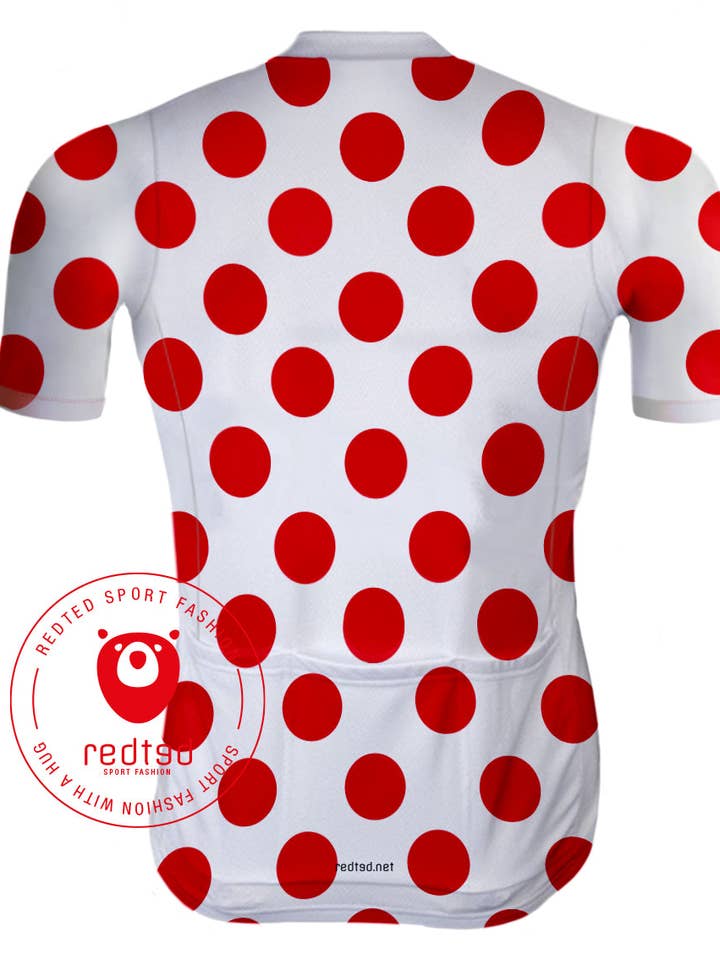 REDTED - Wholesale Athletic Top - Men's - Retro Cycling Shirt Polka Dot Jersey Red/White - REDTED1