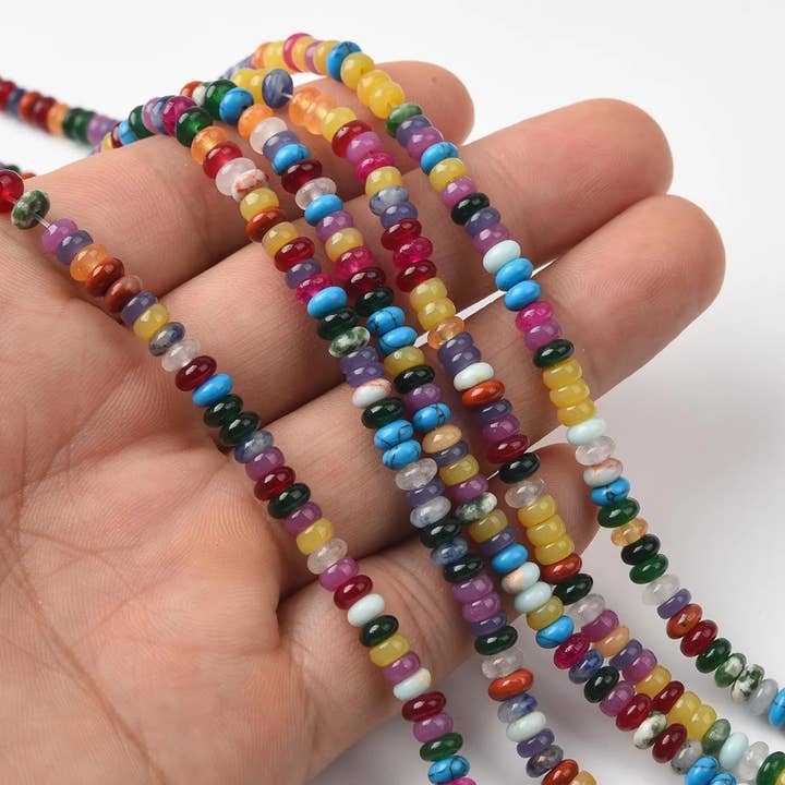 Beads Creation - Wholesale Beads - Mixed Stone Beads AAA Multicolor Rondelle Strand GRN5982