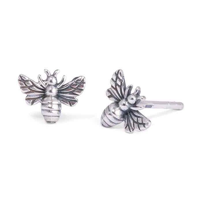 Silver, Bronze or Gold Plate Tiny Bee Post Earrings 6x8mm for wholesale by Nina Designs