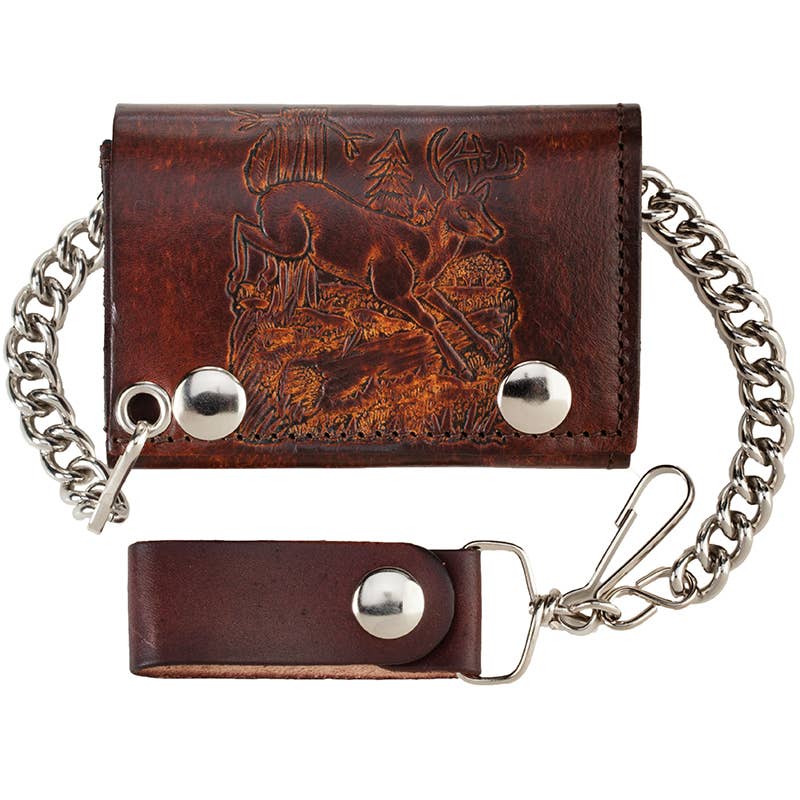 Western Express – wholesale Plånbok – Herr – USA Antikläder Trifold Kedjeplånbok med Hjort0