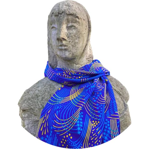 Fireworks Blue Silk Shawl
for wholesale by Cressida Bell