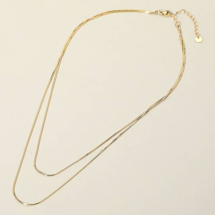 SECRET BOX_Stainless Steel Herringbone Chain Layered Necklace for wholesale by Sensibling Corp.