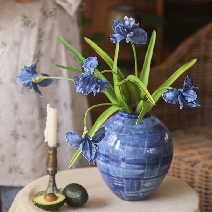 Rustic Reach - Vente Fleurs artificielles - Fleur d'Iris en Soie 22" de Haut