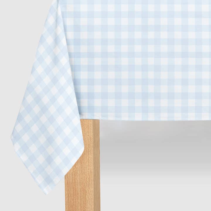 Coterie Party Supplies - Wholesale Disposable Table Cover/Runner - Light Blue Gingham Paper Tablecloth