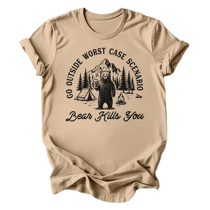 Alley & Rae - Wholesale Screen Printed T-Shirt - Women's - Go Outside Worst Case Scenario A Bear Kills You Tee