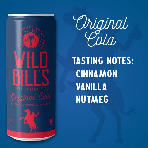 Wild Bill’s Craft Beverage Co. - Wholesale Soda/Carbonated Drink - Original Cola - Premium Cane Sugar Soda, 12-Pack, Cans