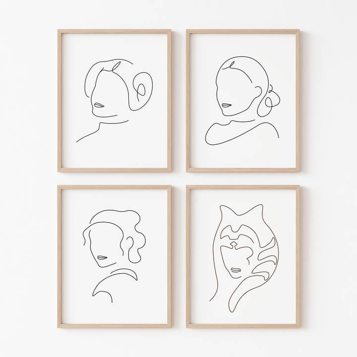 LeMinimal - Venta al por mayor Ilustración - Women of Star Wars Minimalist Art — Set de 4 láminas