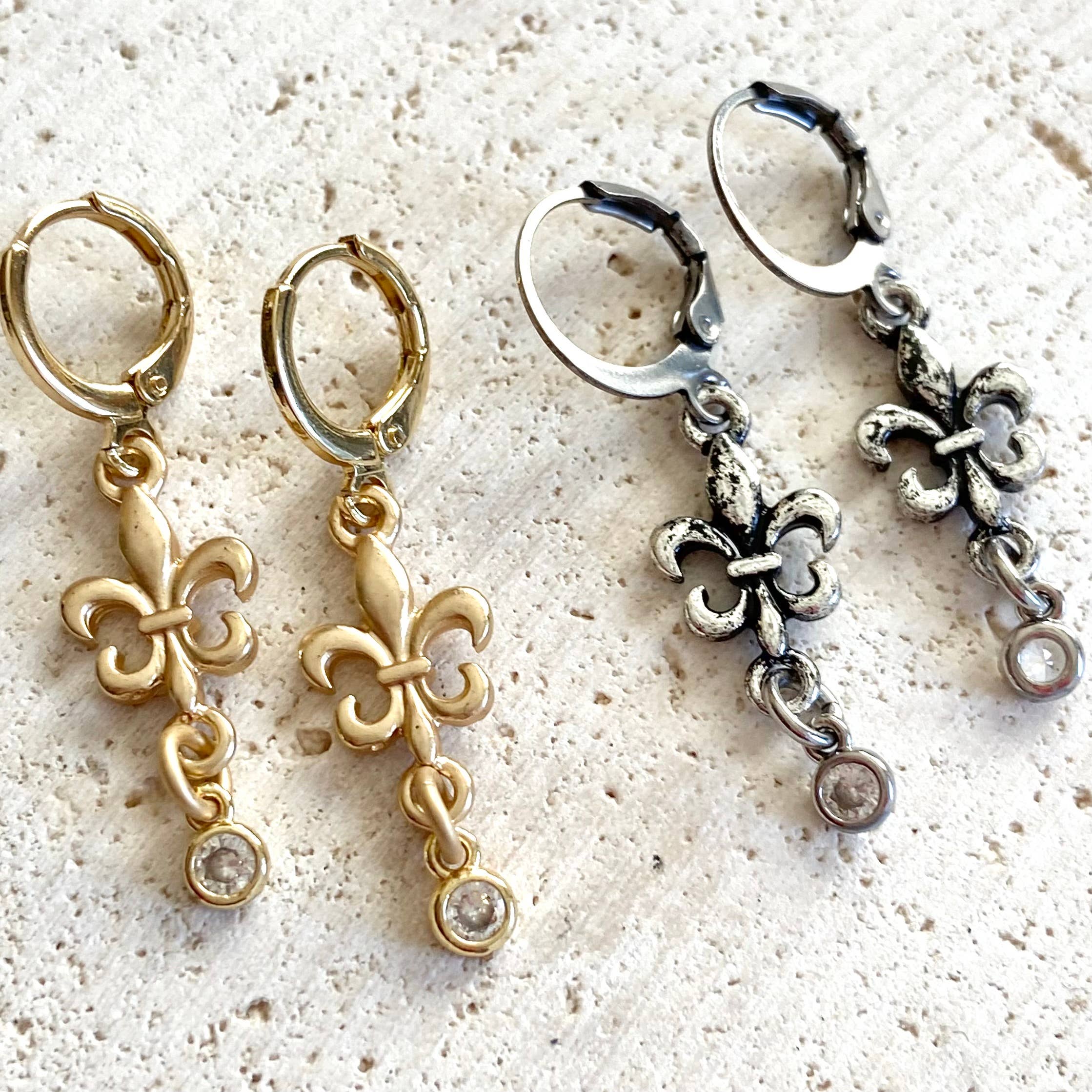 VB&CO Designs Handmade Jewelry - Wholesale Dangle Earrings - Simple fleur de lis earring boutique French jewelry 3